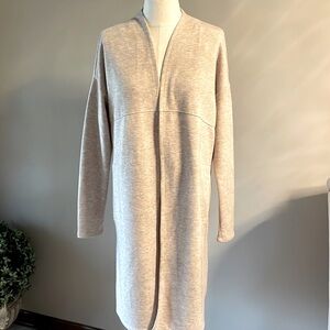 GENTLEFAWN Oversized open front longline duster sweater cardigan Heather beige S